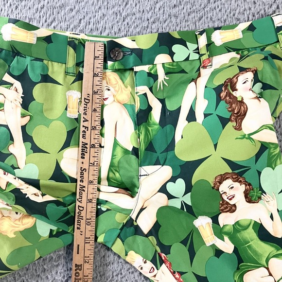 Loudmouth Pants Mens 32x30 Green Shamrock Pinup Girls Beer Golf St Patricks Day - Picture 7 of 10